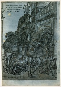 सेंट जॉर्ज ऑन हॉर्सबैक, 1508 (चीरोस्कोरो वुडकट) द्वारा हंस बर्गकमेयर