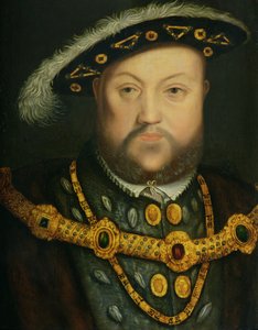 हेनरी VIII (1491-1547) की पोर्ट्रेट एक ज्वेल्ड चेन और फर रॉब्स में