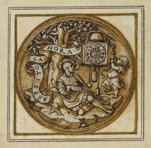 समय का रूपक - एक लटकन या टोपी बैज के लिए डिज़ाइन, c.1532-43 (कागज पर कलम और स्याही) द्वारा हंस होल्बिन द यंगर