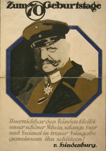 फील्ड मार्शल पॉल वॉन हिंडनबर्ग, 1917 का 70 वां जन्मदिन मनाते हुए पोस्टर