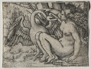 लेडा और हंस, 1548। द्वारा हंस सेबाल्ड बेहम