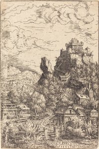 एक महल के साथ लैंडस्केप, 1553। द्वारा हंस सेबल लौटेन्सैक