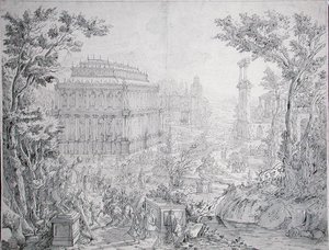 Halicarnassus का मकबरा (कलम और स्याही और जल रंग)