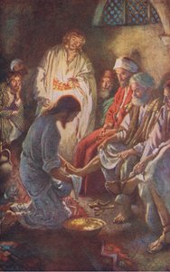 शिष्यों के पैर धोना, हेरोल्ड कोपिंग पिक्चर्स से चित्रण: द क्राउन सीरीज़, c.1920s द्वारा हेरोल्ड मैथुन