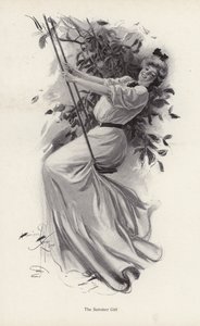 झूले पर युवती (लिथो) द्वारा हैरिसन फिशर