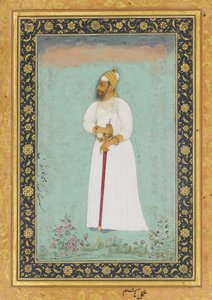 बीजापुर के इब्राहिम 'आदिल शाह द्वितीय का चित्र, शाहजहाँ एल्बम से फोलियो, वर्सो: सीए। 1620 द्वारा हाशिम