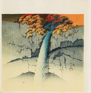 वुडब्लॉक प्रिंट - 'केगॉन फॉल्स, निक्को', 1988 द्वारा हसुई कवसे