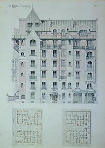 द फेकाडे एंड ग्राउंड प्लान ऑफ 'कास्टेल-बेरेंजर', हेक्टर गुइमार्ड (1867-1942) (कलर लिथो) की एक पुस्तक से चित्रण द्वारा हेक्टर गुइमार्ड