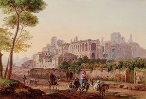 पालटाइन हिल के सामने रोमन सड़क दृश्य। 1832 द्वारा हेनरिक बर्केल