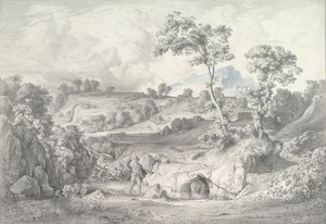 एक आदमी और एक सांप के साथ दक्षिणी परिदृश्य, 1847। द्वारा हेनरिक ड्रेबर