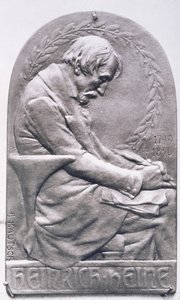 हेनरिक हेन का पोर्ट्रेट पदक (1797-1856) (कांस्य) (bw फोटो)
