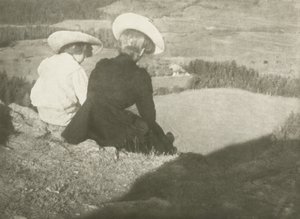 बिर्गिट्ज (हंस और मैरी बैठी), c.1908 (गम बाइक्रोमेट प्रिंट) में फ़ील्ड्स
