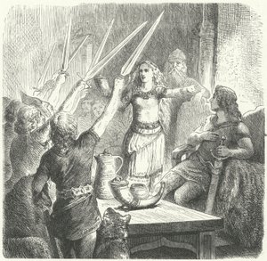 अपने राजा के बच्चों को टोस्ट पीते हुए बाल्टियाँ (उत्कीर्णन) द्वारा हेनरिक लेउटेमन