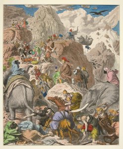 हैनीबल क्रॉसिंग द एल्प्स, पब। 1866 (हाथ के रंग का उत्कीर्णन)
