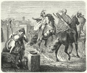 रोम के भ्रष्ट शहर को छोड़कर न्यूमिडिया का जुगुरथा (उत्कीर्णन) द्वारा हेनरिक लेउटेमन