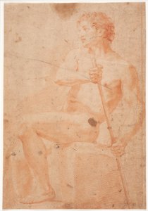 पुरुष मॉडल अध्ययन, बेंत के सहारे बैठा हुआ द्वारा हेनरिक क्रोकी