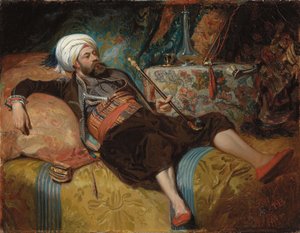 ए रिक्लाइनिंग तुर्क स्मोकिंग एक हुक्का, 1844