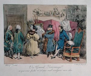 एक प्रसिद्ध व्यक्ति: फ्रेंकोइस सेराफिन डेलपेच (1778-1825) (कलर लिथो) द्वारा उकेरा गया 'व्हाट यू डू इज नॉट सो बुरी तरह से चित्रित किया गया माय डियर', 'व्यूस डे पेरिस, एस्क्विसिस मोरेल्स एट फिलॉसफीक्स' के लिए कार्टून।