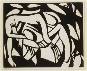 पहलवान, c.1914 (लिनोकट)