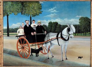 हेनरी रूसो द्वारा द कैरियोल ऑफ फादर जुनियर पेंटिंग को सीमा शुल्क रूसो (1844-1910) 1908 सन कहा जाता है। 1,29x0,97 मीटर पेरिस, मुसी डे ल'ऑरेंजरी - फादर जुनियर कार्ट। हेनरी रूसो द्वारा चित्रकारी जिसे सीमा शुल्क रूसो कहा जाता है (1844-1910)