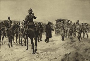 Paardeberg में Piet Cronje का समर्पण, 1900 (उत्कीर्णन)