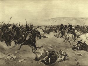 द चार्ज ऑफ़ हेवी ब्रिगेड, बैलाक्लाव की लड़ाई, 1854 (गुरुत्वाकर्षण) द्वारा हेनरी लुई ड्यूप्रे