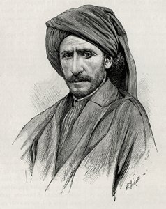 अरबिस्तान (या अरब प्रायद्वीप) के सबसे शक्तिशाली आदिवासी नेता शेख मूसा का पोर्ट्रेट। थिरिएट द्वारा उत्कीर्णन, कहानी "" फारस, चाल्दी और सुसियान "" को चित्रित करने के लिए