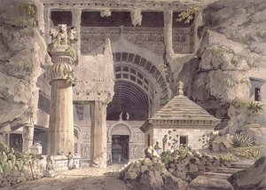 कार्ली में प्राचीन उत्खनन, प्लेट XIV, डैनियल हैवेल द्वारा उकेरा गया (1785-1826) 1809 (उत्कीर्णन)