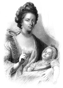 रानी शार्लोट 1744-1818 भविष्य के राजा जॉर्ज IV 1762-1830, 19 वीं शताब्दी के साथ।