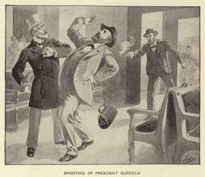 राष्ट्रपति गारफील्ड की शूटिंग (लिथो) द्वारा हेनरी अलेक्जेंडर (बाद) ओग्डेन