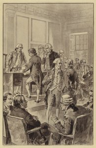 स्वतंत्रता की घोषणा पर हस्ताक्षर, 4 जुलाई 1776 (लिथो) द्वारा हेनरी अलेक्जेंडर (बाद) ओग्डेन