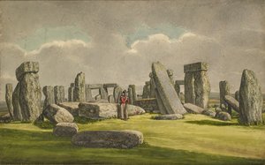 डब्ल्यूएसडब्ल्यू से स्टोनहेंज, सैनिक के साथ खंडहर दिखाते हुए, 1824-1839 द्वारा हेनरी ब्राउन