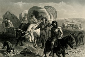 मैदानों को पार करने वाले प्रवासी, c1869, 1874। द्वारा हेनरी ब्रायन हॉल जूनियर