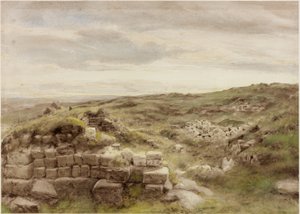 Housesteads, c.1848 (कागज पर पेंसिल और पानी के रंग) द्वारा हेनरी बर्डन रिचर्डसन