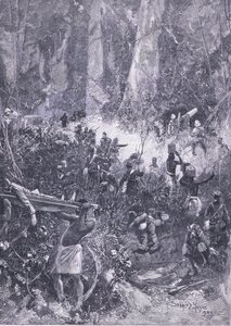 द एशांती वॉर 1900: ए फ़ाइट इन द जंगल, इलस्ट्रेशन फ्रॉम कास्सल्स हिस्ट्री ऑफ़ इंग्लैंड, 1900s