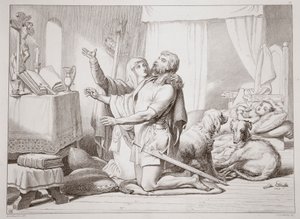 कैसे टॉरफिडा हर्वेर्ड को प्रार्थना करना सिखाती है, चार्ल्स किंग्सले, पब द्वारा हेरवर्ड से महान चित्रण। 1870, सीजी लुईस द्वारा उत्कीर्ण (स्टील प्लेट उत्कीर्णन) द्वारा हेनरी कर्टनी सेलस