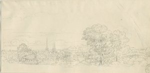 लिचफील्ड - दूर का दृश्य: पेन ड्राइंग, एन डी [1788-1855] (ड्राइंग) द्वारा हेनरी कर्जन ऑलपोर्ट