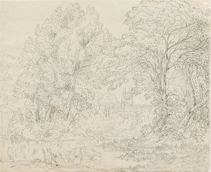 टैमवर्थ - रूरल व्यू: पेन एंड इंक ड्राइंग, एनडी [1788-1855]