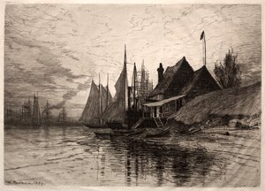 ईवनिंग, न्यूयॉर्क हार्बर, 1884।