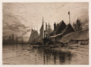 ईवनिंग, न्यूयॉर्क हार्बर, 1884। द्वारा हेनरी फारर
