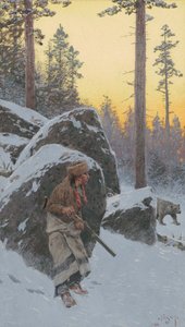 द इंडियन बेयर हंटर, 1911 (बोर्ड पर चढ़ा कागज पर पानी का रंग) द्वारा हेनरी फ्रेंकोइस फैनी