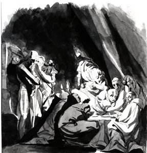 कार्डिनल ब्यूफोर्ट की मृत्यु, शेक्सपियर के &39;हेनरी VI&39;, 1772 से चित्रण (कलम, कागज पर स्याही से धोना) द्वारा जोहान हेनरिक फुसली