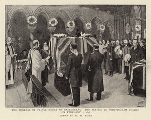 बैटनबर्ग के राजकुमार हेनरी का अंतिम संस्कार, 4 फरवरी 1896 में व्हिपिंगम चर्च में सेवा द्वारा हेनरी मैरियट पगेट