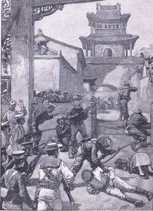 चीन में युद्ध: टिंटिन में लड़ाई, इंग्लैंड के कैसल्स हिस्ट्री से चित्रण द्वारा हेनरी मैरियट पगेट