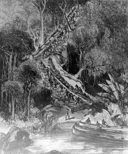 हुकिंग कैन्स अप इंकसी फॉल्स, 6 फरवरी, 1878 को &39;द इलस्ट्रेटेड लंदन न्यूज&39; प्रकाशित हुआ द्वारा हेनरी मॉर्टन स्टेनली