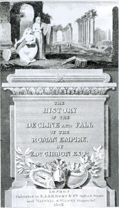 एडवर्ड गिबन, खंड 1, 1808 द्वारा &39;द हिस्ट्री ऑफ द डिक्रलाइन एंड फॉल ऑफ रोमन एम्पायर&39; का शीर्षक पृष्ठ