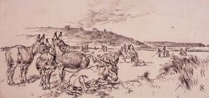 गोल्फ कोर्स पर गधे, 'ग्राफिक' पत्रिका, पब से चित्रण। c.1870 (लिथो) द्वारा हेनरी सैंडरिकॉक
