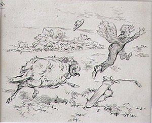द डिस्टर्ब्ड गोल्फर, 'ग्राफिक' पत्रिका, पब से चित्रण। c.1870 (लिथो) द्वारा हेनरी सैंडरिकॉक