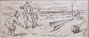 गाइडेड गोल्फर, 'ग्राफिक' पत्रिका, पब से चित्रण। सी, 1870 (लिथो) द्वारा हेनरी सैंडरिकॉक