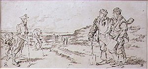 गोल्फर्स द्वारा परेशान रोडमेन, 'ग्राफिक' पत्रिका, पब से चित्रण। c.1870 (लिथो) द्वारा हेनरी सैंडरिकॉक